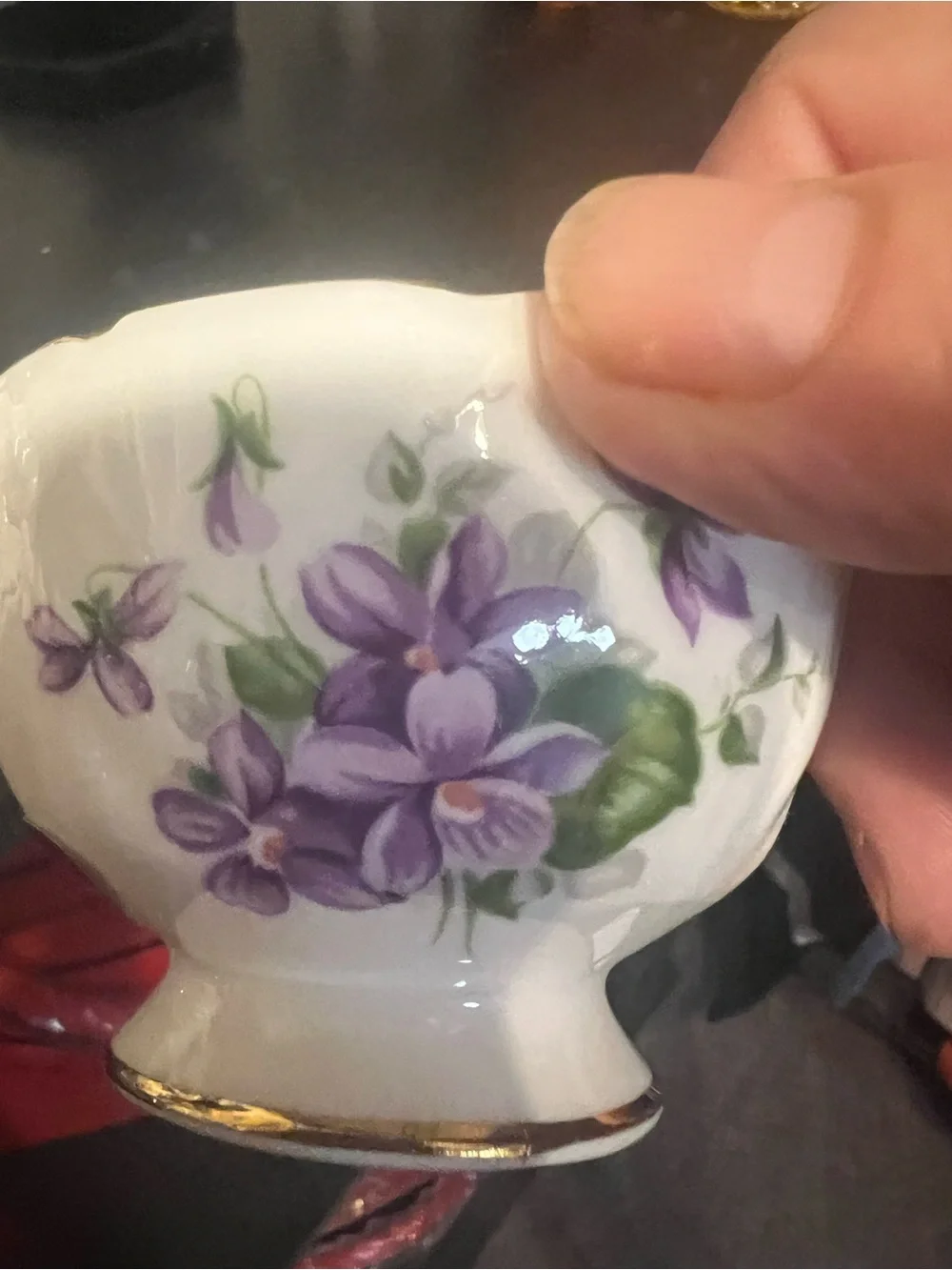 England Floral Bone China Creamer and Sugar Bowl - Purple Flowers